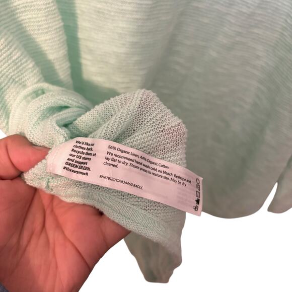 Eileen Fisher Mint Green V Neck Linen Knit Top Size Petite Large PL - Picture 4 of 5